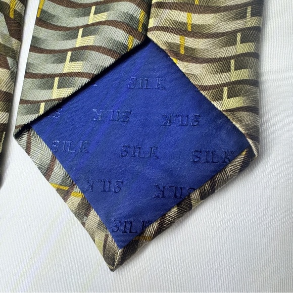 Carlos Devenezia Brown and Gold Vintage Silk Tie - Picture 6 of 6